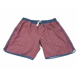 Fair Harbor Mens Swim Trunks Board Shorts Lined Red Blue Geometric XXL Stretch‎